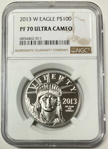 ★希少 最高鑑定 2013年 アメリカ プラチナ イーグル 100ドル 1oz リバティ NGC社鑑定 PF70 ULTRA CAMEO