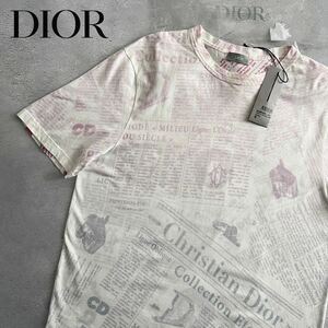 ◆極美品/正規品◆Dior × Daniel Arsham 20SSディオール×ダニエルアーシャム ニュースペーパーTシャツ Mサイズ 白 キムジョーンズ 半袖