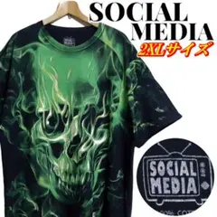 SOCIAL MEDIA グリーンファイヤー デカドクロ Tシャツ 2XLサイズ