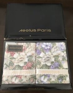 未使用新品☆ 日本製 花柄 フェイスタオル 2枚組 約34.5×79㎝ 綿100% Aeolus Paris 自宅保管品