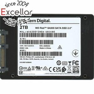 【中古】Western Digital製 SSD WD Red SA500 NAS SATA WDS200T2R0A 2TB 100～200時間以内 [管理:1050023389]