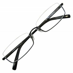 【匿名配送】 アンダーリム スクエア 眼鏡 メガネ フレーム 逆 ナイロール デモレンズ フレームのみ 12003 ブラック