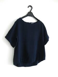 ☆イエナIENA☆ブラウス☆半袖☆NAVY☆F☆ボートネック☆ZIPデザイン☆シャツ☆SLOBE