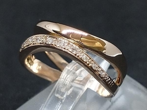K18 18金 PG ダイヤモンド デザイン リング 指輪 ピンクゴールド 0.09ct 4.8g #10 店舗受取可