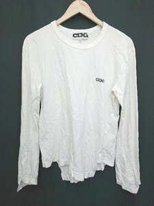 ◇ CDG COMME des GARCONS コムデギャルソン ワンポイント コットン100% 長袖 Ｔシャツ サイズL ホワイト メンズ P