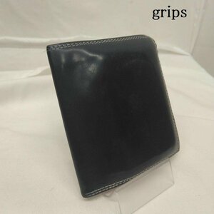 グリップス CORDVAN wallet 馬革 コードバン ダブルステッチ 二つ折り 財布 財布 財布 - 黒 / ブラック