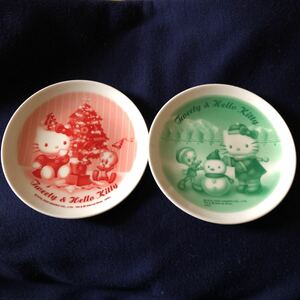 激レア非売品　サンリオ2002年製　ハローキティ&トウィーティー 陶器　小皿 2枚セット　小僧寿しノベルティ