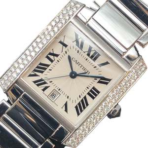 カルティエ Cartier タンク フランセーズ LM WE1003S3 シルバー K18ホワイトゴールド、ダイヤモンド 腕時計 メンズ 中古