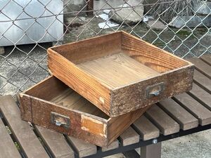 ⑤古道具 古い家具 引出 2点 木製 小物入れ 木箱 プランター ディスプレイ 昭和レトロ ビンテージ アンティーク AP1206