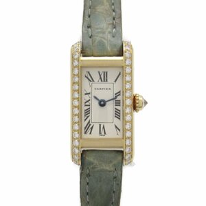 カルティエ タンクアロンジェ ダイヤベゼル 腕時計 ウォッチ ブランドオフ CARTIER K18（イエローゴールド） 腕時計 K18/クロコ革 中古 レ