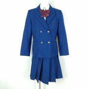 1円 ブレザー スカート リボン 上下4点セット 冬物 女子 学生服 中学 高校 花紺 制服 中古 ランクC NA1400