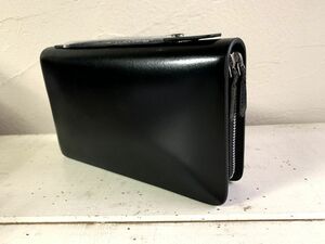 ◆F26◆CORUNDUM　コランダム　イタリア製 レザー ダブルファスナーミニセカンド　財布機能付き セカンドバッグ　ブラック