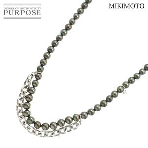 ミキモト MIKIMOTO コムデギャルソン 黒蝶真珠 9.0-8.0mm 76cm ネックレス SV シルバー パール Pearl Necklace 90203759