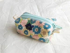 ★ハンドメイド★cat*猫とお花*ミニminiボックスポーチ*小物入れ*ネコ♪ねこ