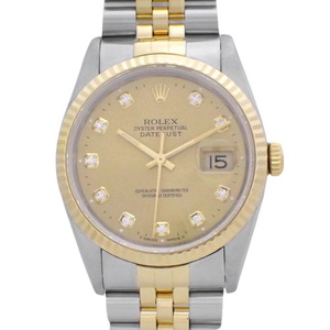【保証書付】 ロレックス 16233G デイトジャスト SS/YG W番 自動巻き 腕時計 1996年10月購入 ゴールド シルバー 40802076843【アラモード】