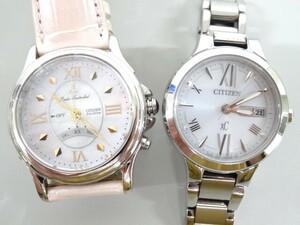 ジャンク 2点セット まとめて CITIZEN シチズン XC H330-T008658 電波ソーラー E001-T020330 ソーラー エコドライブ レディース 腕時計