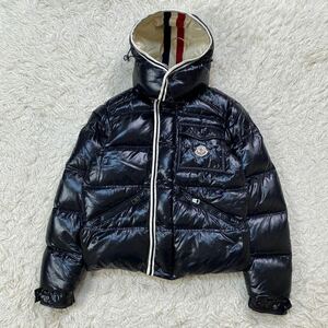 【美品】MONCLER BRANSON モンクレール ブランソン ダウンジャケット 1 S ブラック フード取り外し可 廃番品 K2 トリコロール