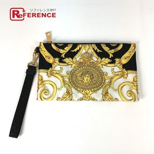 VERSACE ヴェルサーチ メデューサ ストラップ付 ポーチ クラッチバッグ ブラック メンズ【中古】