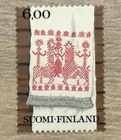 外国切手　フィンランド　カレリアの刺繍布　1種未使用
