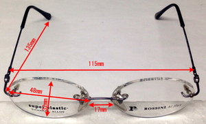 ☆在庫処分！ロッシーニ/ROSSINI メガネフレーム(定価23,100円) Hi Flex RG123A 273 リムレス ツーポイント 48□17-135 紫黒系/未使用□NM