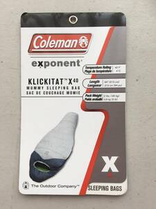 新品 超軽量 900g コンパクト 軽い Coleman コールマン 寝袋 マミー KLICKITAT X40