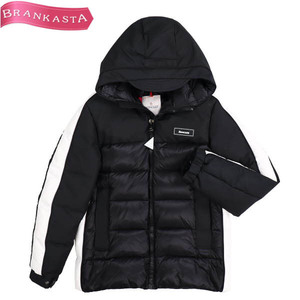 MONCLER/モンクレール PERNON F29541B50220 54A6F キッズ ダウンジャケット ロゴ ライン 子供服 14A 大人可 黒 [NEW]★51LE98