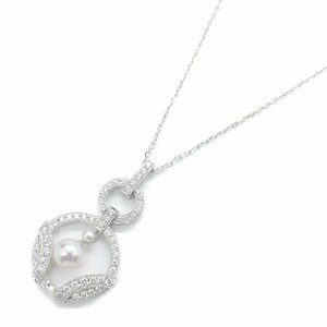 ミキモト アコヤパール ダイヤ ネックレス ブランドオフ MIKIMOTO K18WG（ホワイトゴールド） ネックレス 750WG 中古 レディース