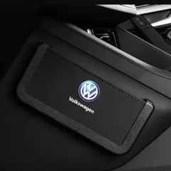 VW 車載収納ポケット 粘着式 車アクセサリー PUレザー ブラック