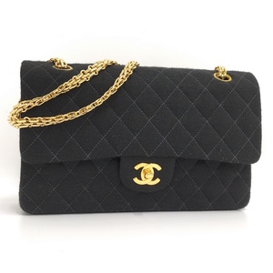 【中古】CHANEL マトラッセ チェーンショルダーバッグ キャンバス ブラック