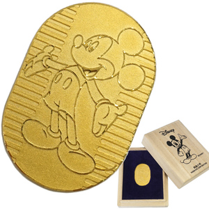 中古SA/極美品 ミッキーマウス 小判 純金 10g ディズニー Disney 専用桐箱ケース付き 24金 k24 コレクション 20419297