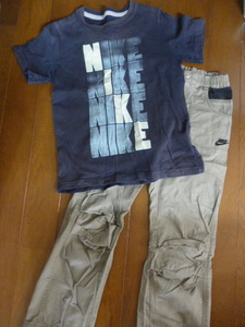 NIKE ナイキ Tシャツ パンツ ２点セット グリーン カーキ系 XS(130位)
