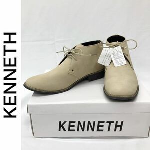 【タグ付き未使用】KENNETH メンズ ブーツ ショートブーツ フェイクレザー 合皮 スエード ライトベージュ サイズ26.5cm 紳士