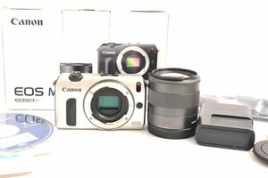 K000V20R//Canon キヤノン EOS Kiss M ミラーレス一眼デジタルカメラ シルバー ボディ 元箱付き / EF-M 22 STM Kit