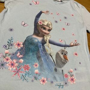 Disney ディズニー アナと雪の女王 H&M エルサ 半袖 Ｔシャツ ★ 120 水色 ブルー キッズ 女児 アナ雪 CN130 ティシャツ トップス