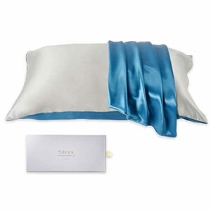 Sileek シルク枕カバー バイカラー まくらカバー 両面シルク100％ 上質Sileek-silk6A 摩擦軽減 美肌 美髪 快眠 寝癖防止 1枚