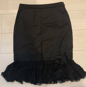 美品 ブルマリン マーメイドスカート イタリア製 I40 D34 Mサイズ BLUMARINE LADIES SKIRT リボンスカート 膝下 レース スカート