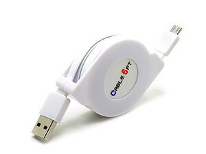 USBケーブル 巻き取り 伸縮タイプ MICRO USB TO USB 充電 データ転送 カラフル SP版#3メートル#ホワイト