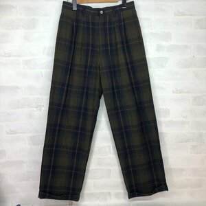 CHAPS RALPH LAUREN チャップス ラルフローレン 薄手コットン チェック柄 タックパンツ SIZE:M グリーン レディース LU632023080106