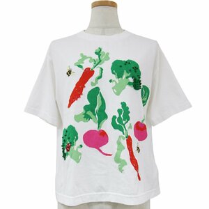 MUVEIL ミュベール × ピーターラビット Tシャツ カットソー ホワイト 白 38(M) トップス 半袖 刺繍 野菜 ビーズ コットン 日本製 ブランド