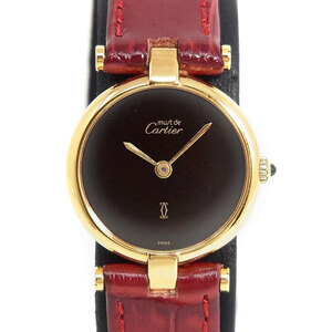 【カルティエ】マスト ヴァンドーム SM 美品OH済 ブラック QZ レディース 時計 Cartier