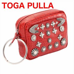 【新品】即決★ TOGA PULLA トーガ プルラ ★ Metal leather pouch メタル レザー ポーチ ベルト コンチョ アーカイブ 人気完売品