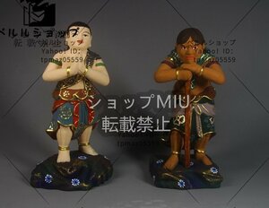 極上質 貴重品 仏教美術 クスノキ 精密細工 不動明王二童子像◆仏教美術 木雕 仏師で仕上げ品 不動明王 童子