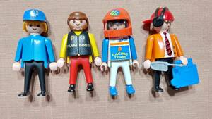 ヴィンテージ 1990年代 PLAYMOBIL プレイモービル フィギュア ミニフィグ 人形　レーシングピット他（7.5～8㎝）4体セット