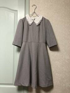 ジルスチュアート☆お襟の取外しが出来るリボン付きの可愛い七分袖のワンピース☆美品