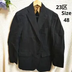 【オシャレ☆23区 homme】黒　ストライプ　2つボタンジャケット　サイズ48