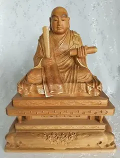 日蓮聖人坐像 【特大#1】 金彩有り ◆白檀 木彫 仏像