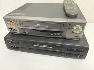 送料込み■ジャンク VHSビデオデッキ2台セット SANYO VZ-H700B【リモコン付】 Victor HR-F27