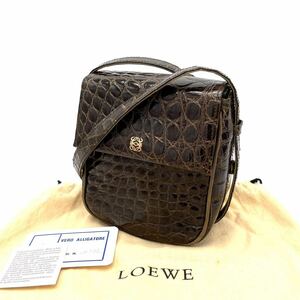 1円 美品 LOEWE ロエベ アナグラム クロコダイル ショルダー バッグ dD0430H