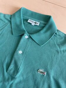 美品　80s　CHEMISE LACOSTE　ラコステ　半袖　ポロシャツ　文字ワニ　グリーン　3号　メンズ　Mサイズ相当　レトロ　ヴィンテージ　正規