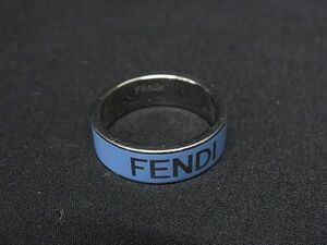 1円 ■美品■ FENDI フェンディ リング 指輪 アクセサリー 表記サイズ M (約22号) レディース メンズ ライトブルー系×シルバー系 AW9342